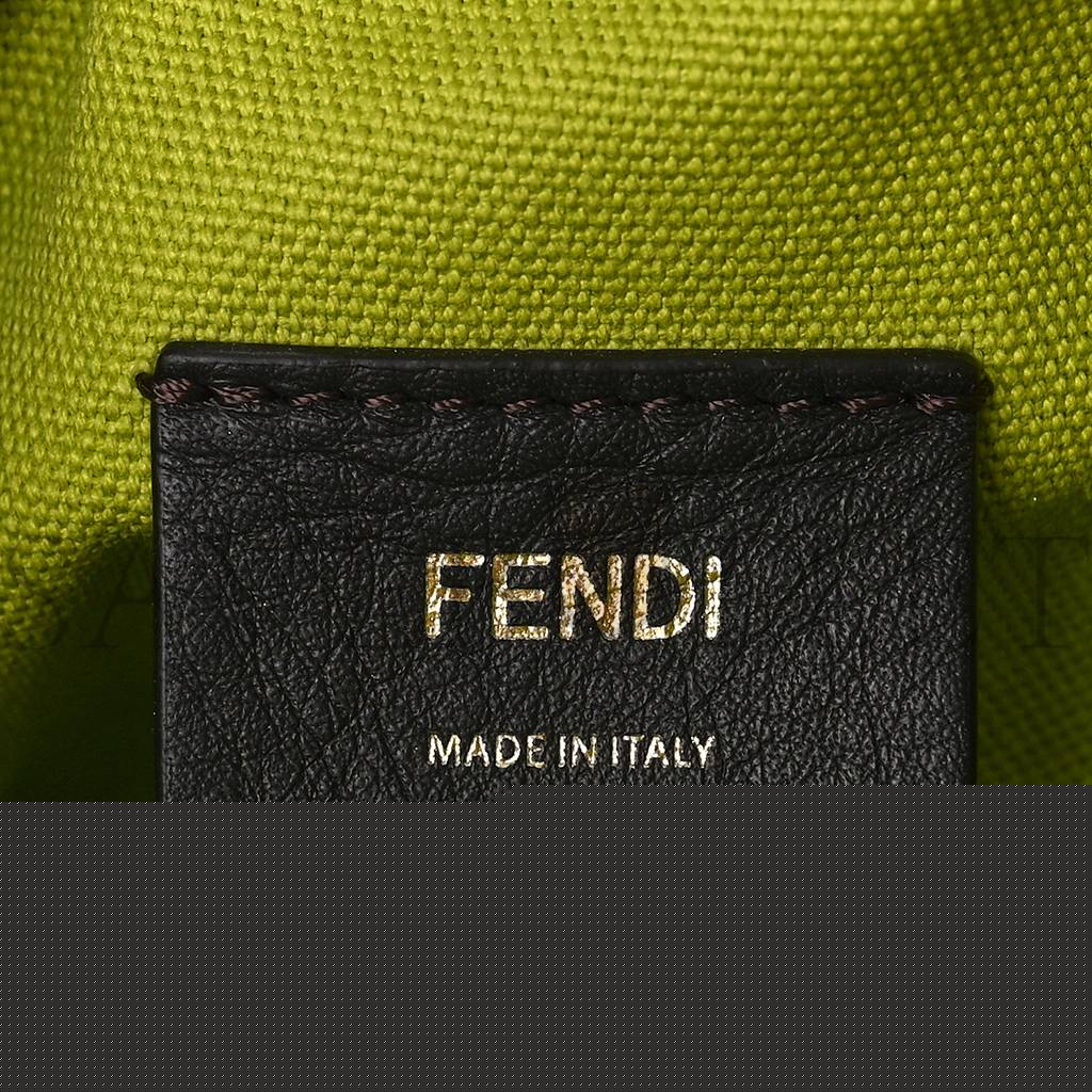 F**di canvas vitello grace f is F**di ff embroidered mini mon tresor bucket bag wasabi (18*12*10cm)