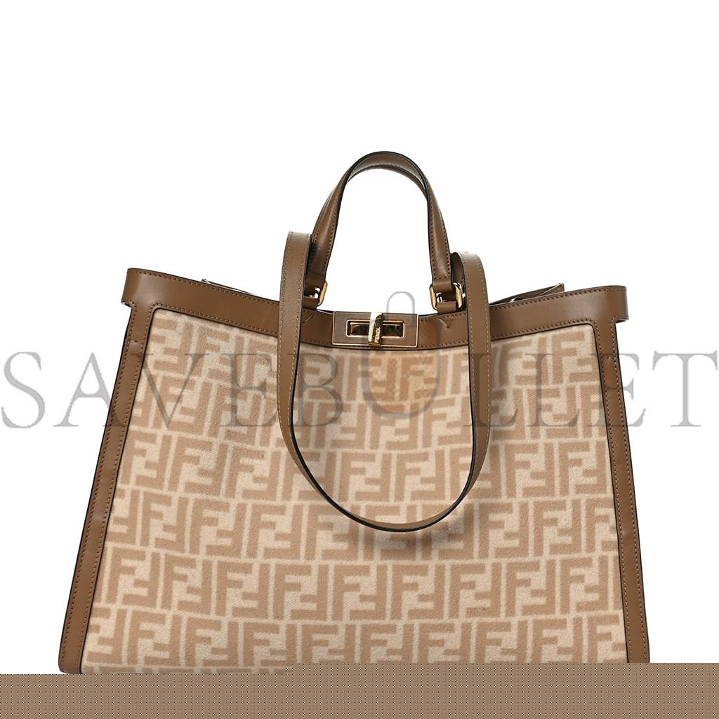 F**di wool vitello king seta ff 1974 medium peekaboo x-tote beige cammello sand (41*29*15cm)