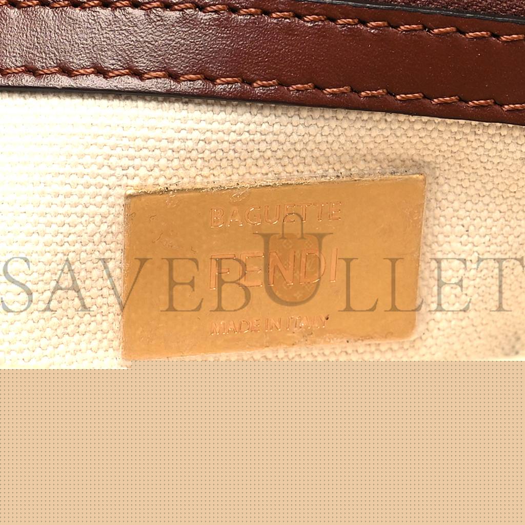 F**di x sara coleman canvas vitello king seta ff fish eye embroidered baguette grezzo multicolor ghianda (28*15*8cm)