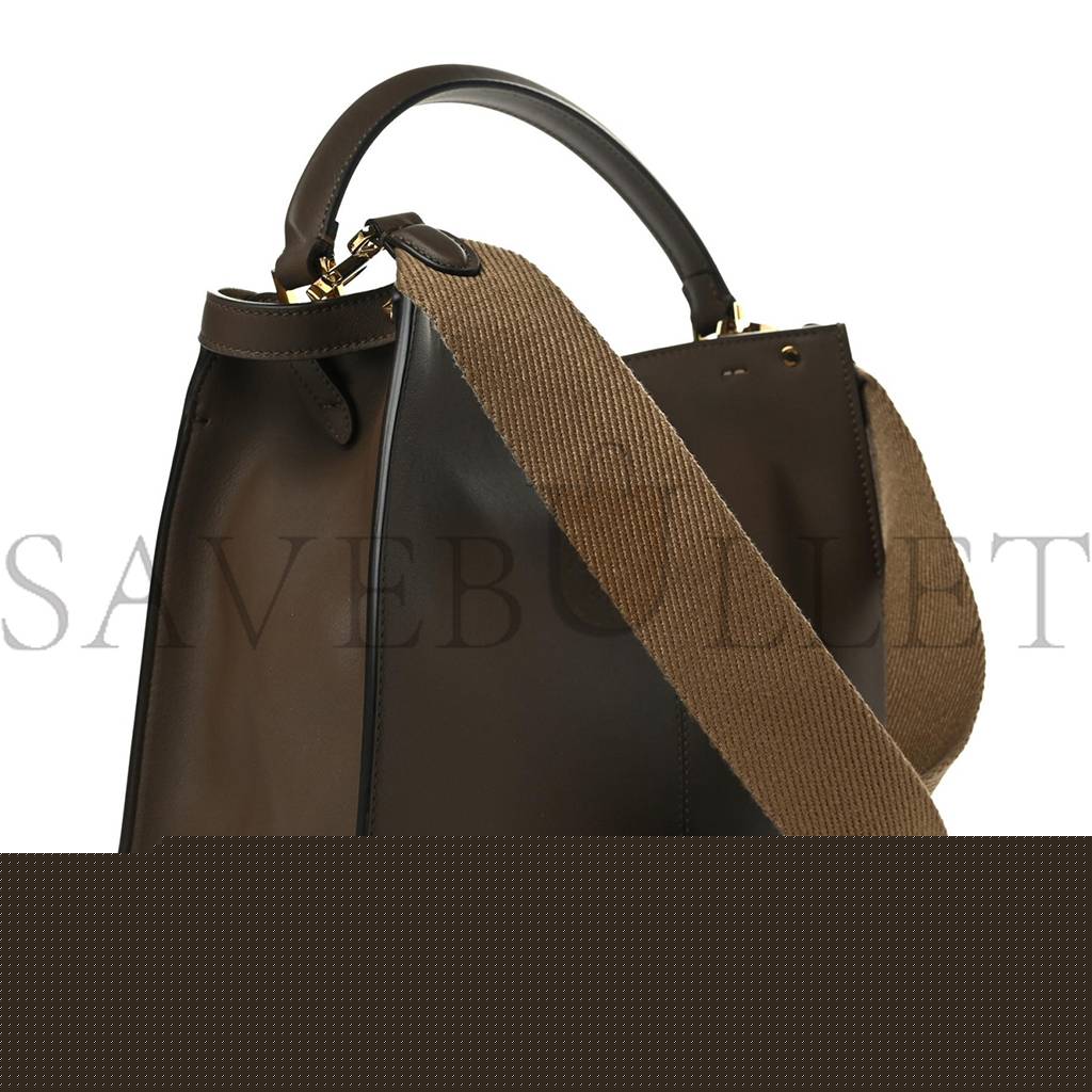 F**di vitello seta glazed fabric ff 1974 medium peekaboo x-lite maya mogano panna (30*25*15cm)