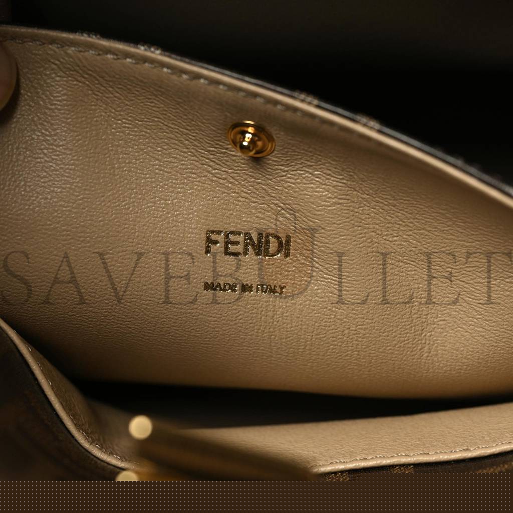 F**di vitello seta glazed fabric ff 1974 medium peekaboo x-lite maya mogano panna (30*25*15cm)
