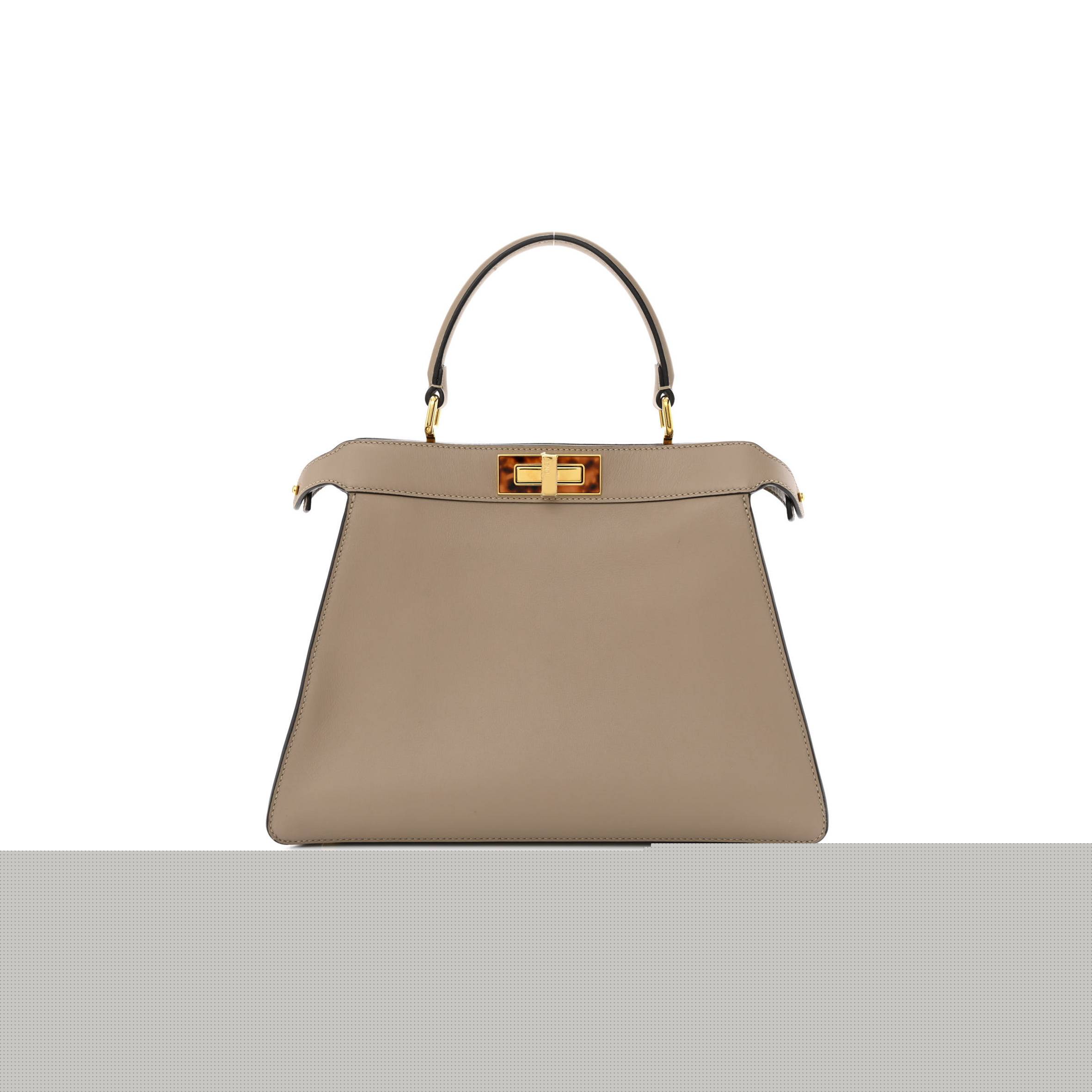 F**di vitello seta plexiglass tortoise medium peekaboo iconic satchel tortora (34*25*13cm)