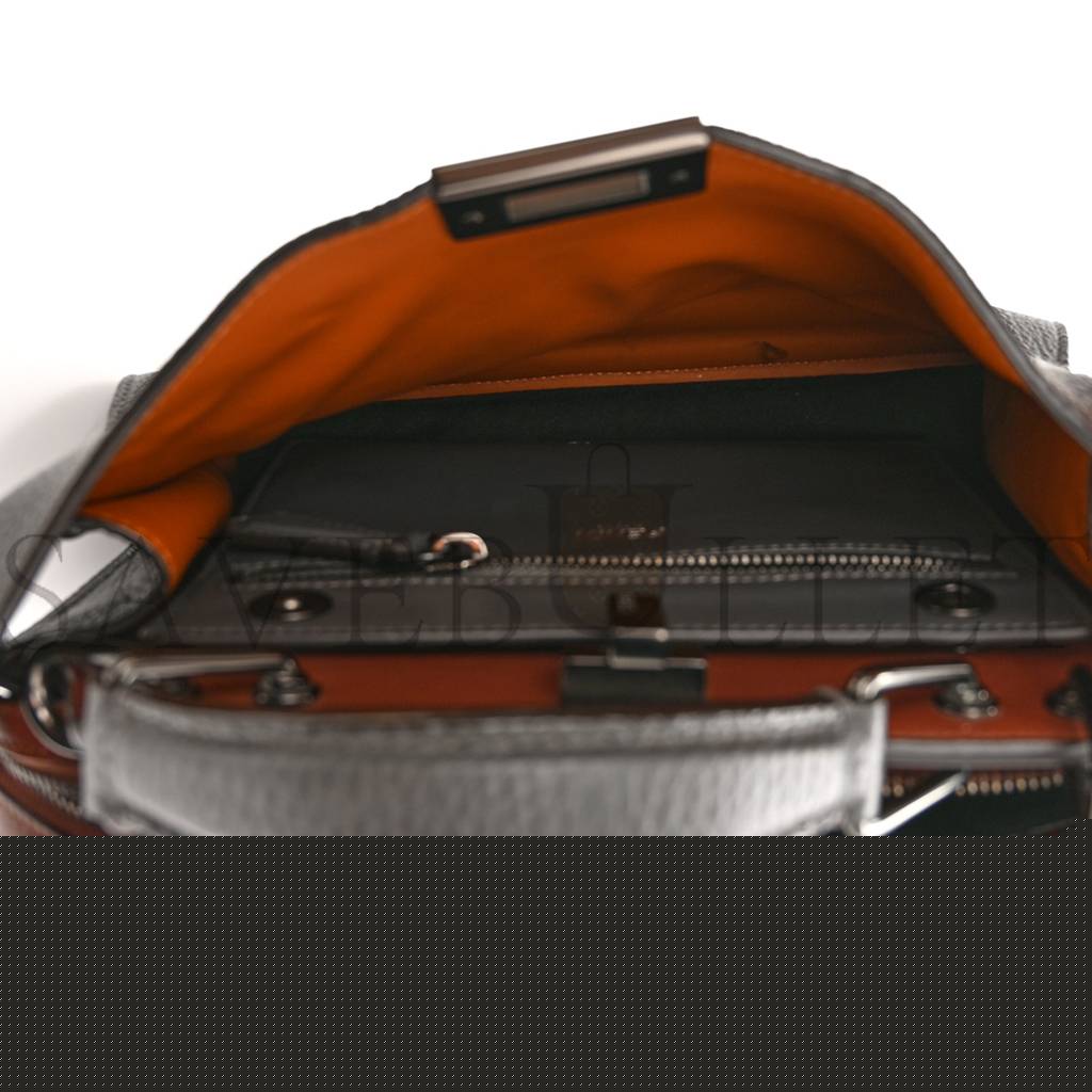 F**di cuoio romano vitello grace light glazed fabric bi-color ff 1974 mini peekaboo i see u satchel argilla (25*20*9cm)