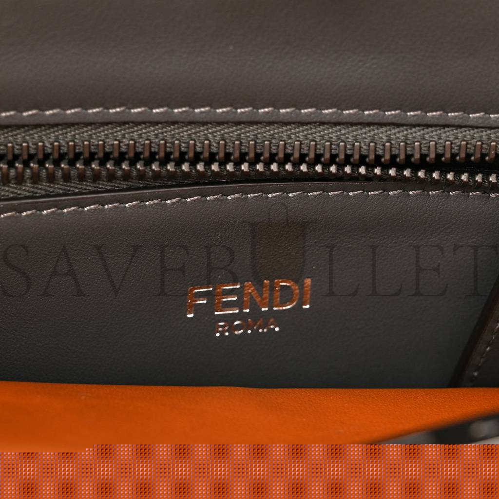 F**di cuoio romano vitello grace light glazed fabric bi-color ff 1974 mini peekaboo i see u satchel argilla (25*20*9cm)