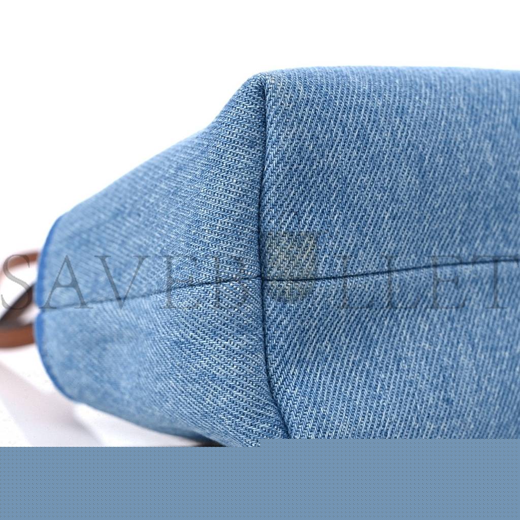 F**di denim vitello king plexiglass logo embroidered mini by the way top handle boston bag light blue (18*10*9cm)