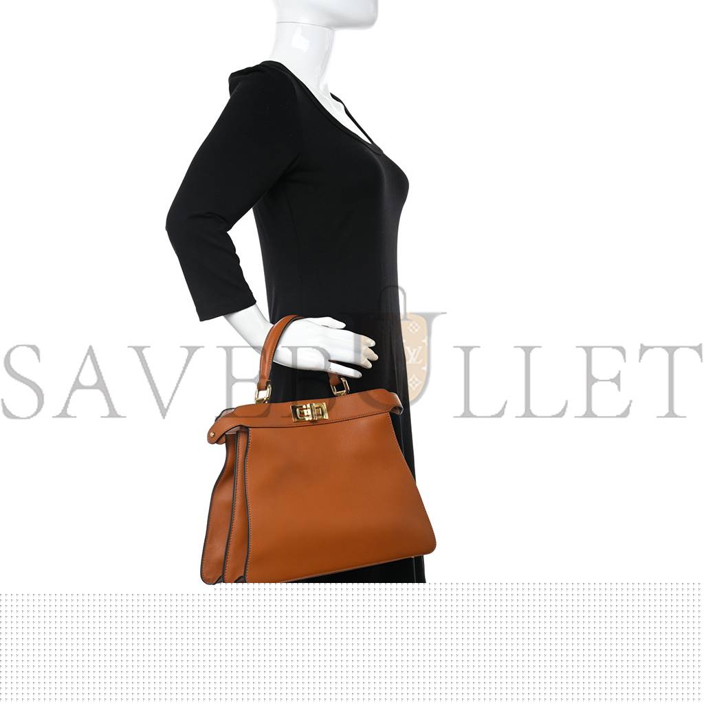 F**di vitello seta shiny nappa medium peekaboo i see u satchel cuoio light rose (33*25*13cm)