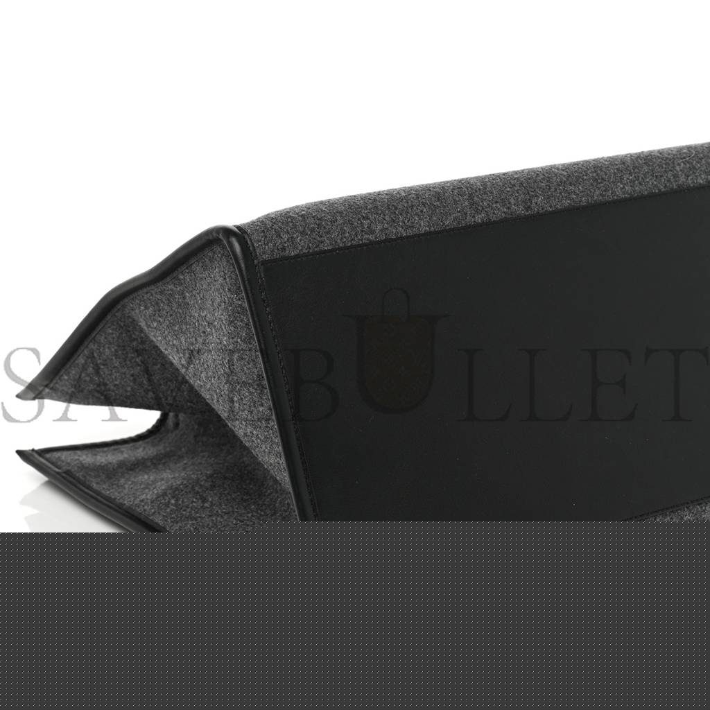 F**di melange flannel plexiglass satin logo embroidered threaded edge medium F**di sunshine shopper tote grigio black (40*34*20cm)