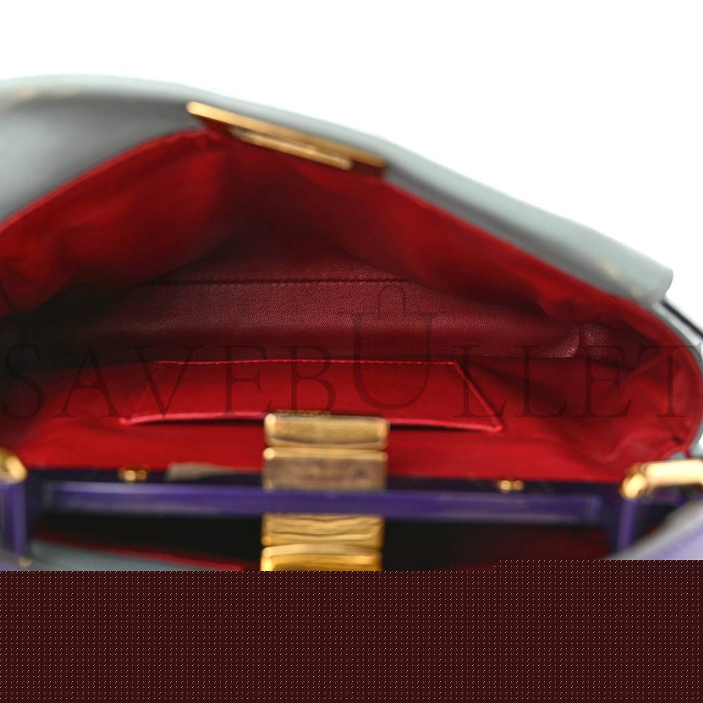 F**di nappa colorblock mini peekaboo iconic satchel polvere purple rain ruby (23*17*11cm)