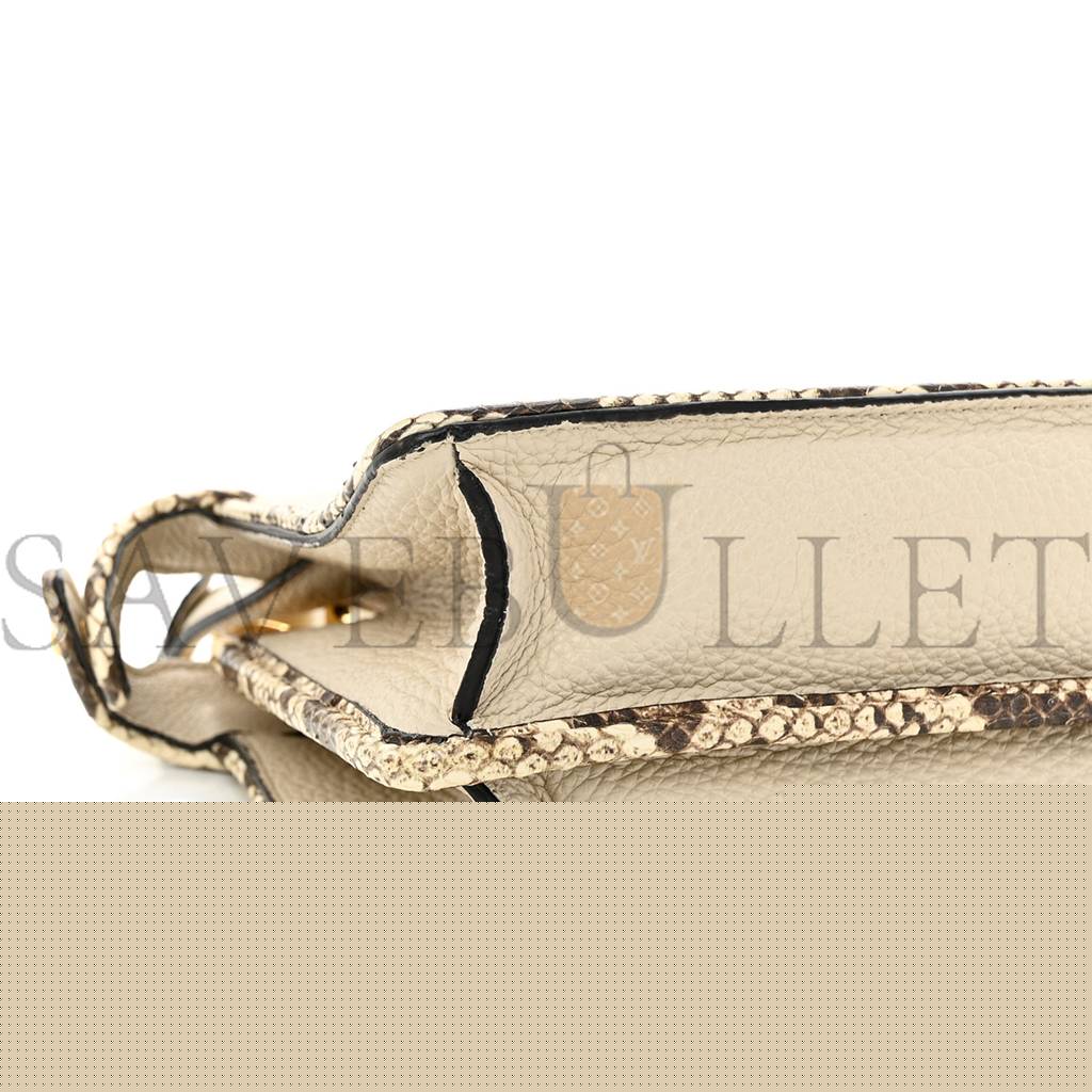 F**di cuoio romano elaphe chamois python print small peekaboo i see u satchel camelia (27*20*11cm)