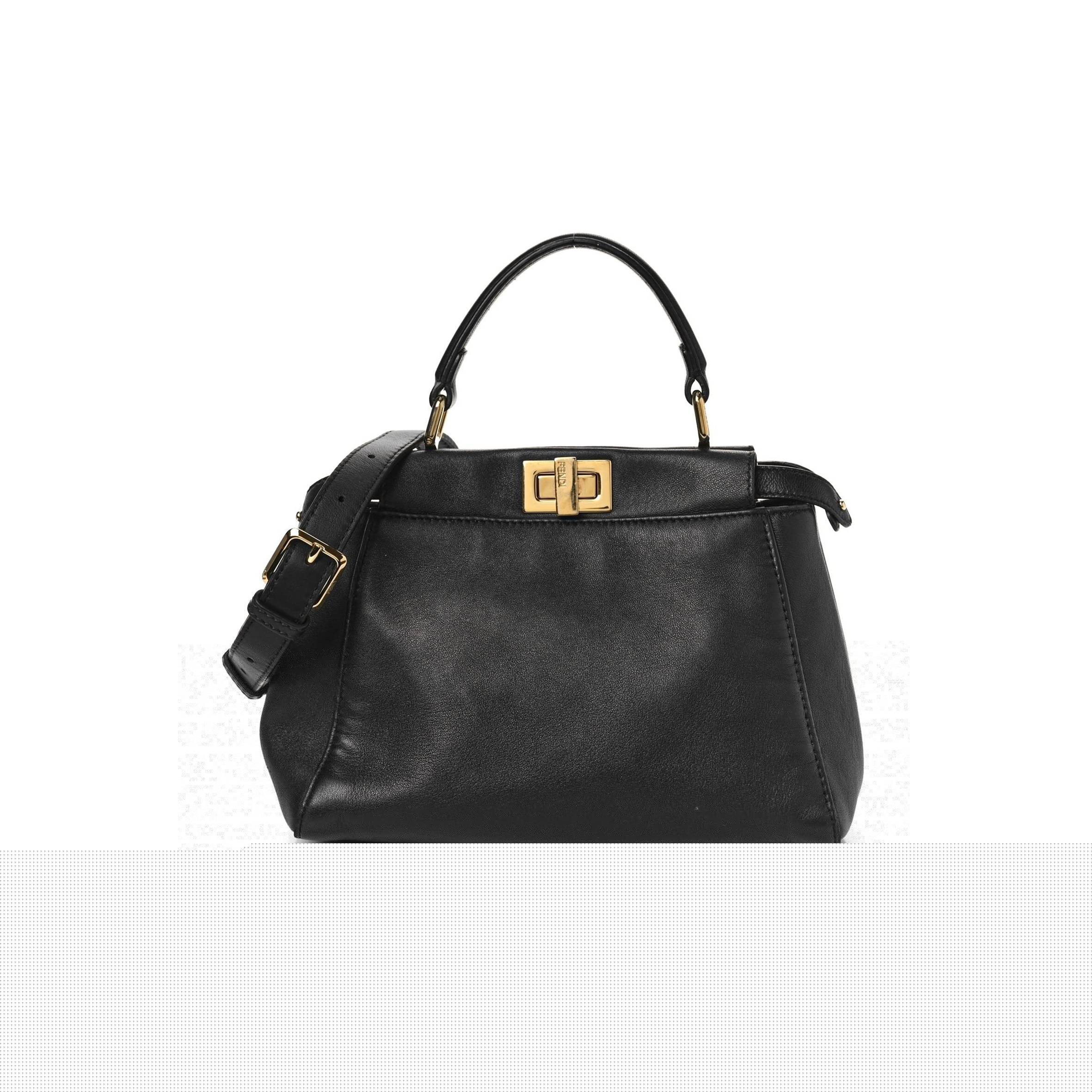 F**di nappa mini peekaboo iconic satchel black (23*19*11cm)