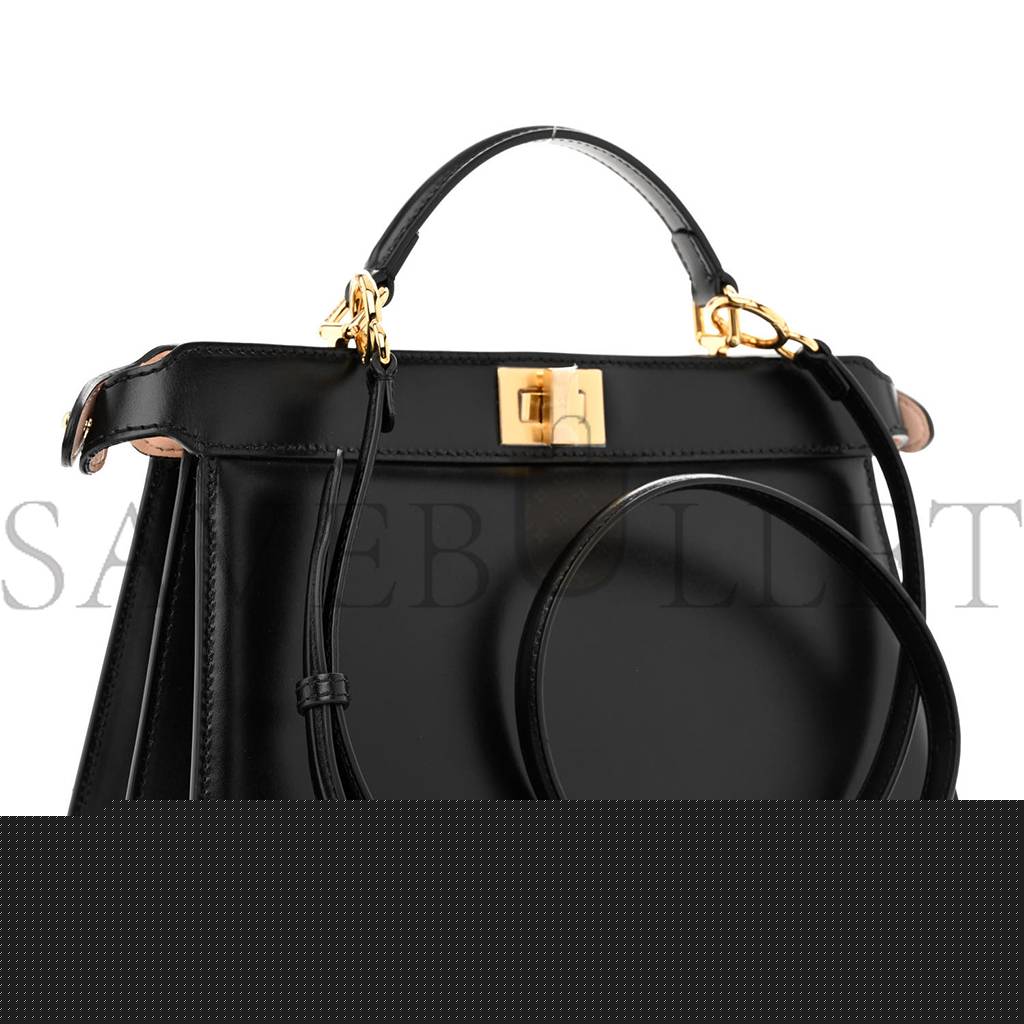 F**di vitello king luxor shiny nappa medium peekaboo i see u east west satchel black light rose (29*18*11cm)
